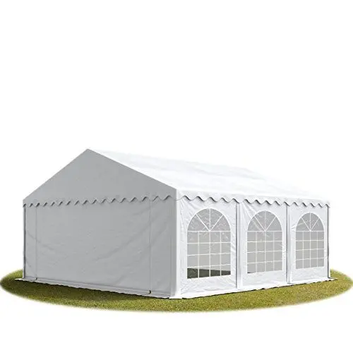 Produktbild: TOOLPORT Festzelt Partyzelt 6x6 m Premium, hochwertige PVC Plane 750 N in weiß 100% wasserdicht mit Bodenrahmen