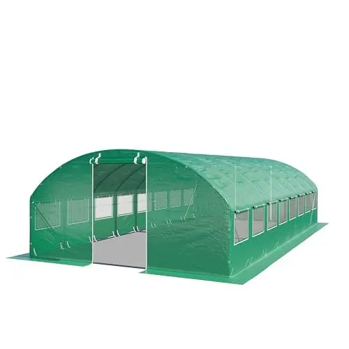 Produktbild: TOOLPORT Foliengewächshaus Gewächshaus 4x8m stabil & langlebig mit Fenster - reißfeste PE Plane 180g/m² grün transparent
