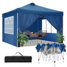 Produktbild: TOOLUCK Pavillon 3x3m Wasserdicht Stabil Winterfest Faltpavillon Partyzelt Gartenpavillon mit Entlüftung, 4 Seitenteilen, 4 Sandsack, Höhenverstellbar, Pop up Faltbar Gartenzelt, Grau