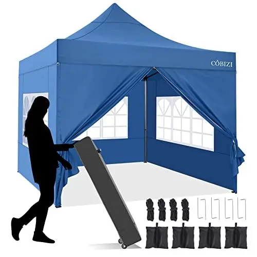 Produktbild: Tooluck Pavillon 3x3m Pop Up Faltpavillon Wasserdicht Faltbar Gartenpavillon UV Schutz 50+ Gartenzelt Tragbarer Partyzelt mit 1 Tragetasche mit Rollen, 4 Seitenwänden