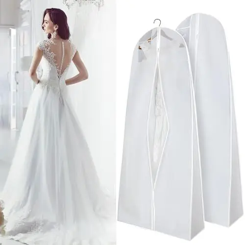 Produktbild: TOOSOAR 2 Stück Kleidersack für Brautkleid, Brautkleidhülle Kleidersack, kleidersack lang 180 cm, Kleidersäcke mit Reißverschluss für Abendkleider Lange Mäntel, Brautkleider Grosse Grössen