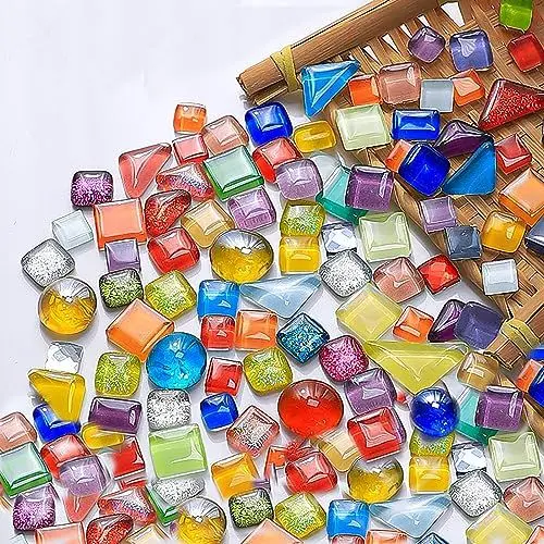 Produktbild: TOOSOAR 500g Bunte Glas Mosaiksteine,Irregulär mosaikfliesen,Mosaiksteine zum Basteln zum Basteln Set für Heim Deko, Fotorahmen, Blumentöpfe