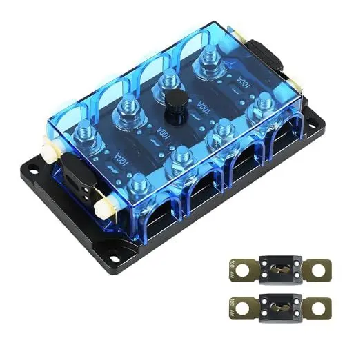 Produktbild: TOOSOAR Sicherungshalter mit Transparenter Schutzhülle,4 Fach Mega Sicherungshalter, Geeignet für Auto Yachten mittelgroße Auto-Stecker