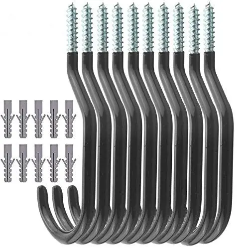 Produktbild: TooTaci Fahrradaufhängung, 10er Pack Fahrrad-Haken, Fahrradhaken für Garage, Einschraubbare Allzweckhaken für Fahrräder, Große Haken Wand-/Deckenmontage, Schwerlast-Haken zum Aufhängen von Fahrrädern