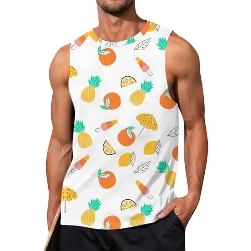 Produktbild: Top, Activewear Für Herren Sommer Shirt Herren Kostüm Herren Flowers Essentials Westen Herren Festival Outfit Baumwolle Tanktops Männer(A15,3XL)