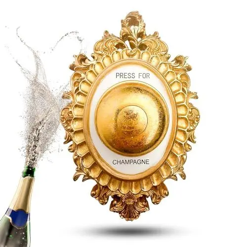Produktbild: TOPANBIETER 999 Champagnerklingel Glanz- Effekt Stilvolle Luxus-Dekoration mit echtem Klingelton - Wanddekoration in Gold als Geschenkidee für Champagnerliebhaber Champagneglocke im eleganten Design