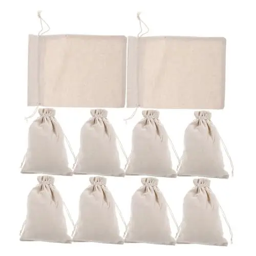 Produktbild: TOPBATHY 10St Baumwolltasche mit Kordelzug Muslin Beutel Baumwollbeutel mit Kordelzug Beutel zum Verpacken stoffbeutel leerer Bonbonbeutel Musselinbeutel mit Kordelzug Baumwolle Beige