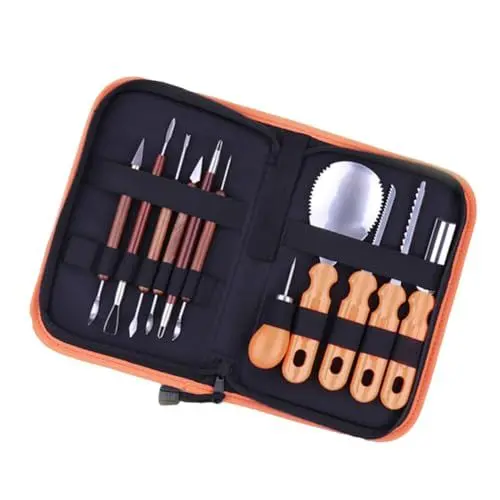 Produktbild: TOPBATHY 12-Teiliges Set Schnitzwerkzeuge für Kürbisse Halloween-Messer Füller für Halloween-Partytüten Halloween Kürbis Schnitzmesser Set Schnitzwerkzeuge für Halloween Dekoration Orange