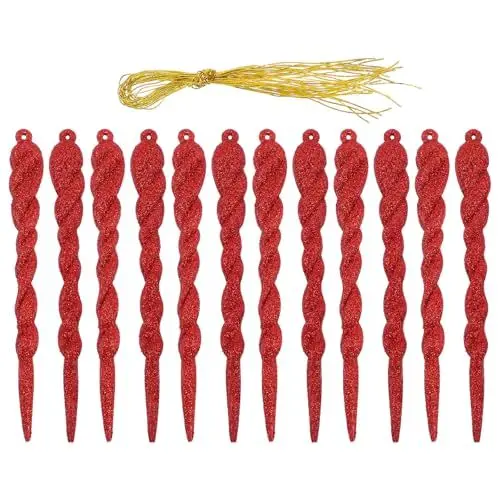 Produktbild: TOPBATHY 12 STK Weihnachtseiszapfen Eiszapfen Weihnachtsanhänger Dekoration Klare Ornamente Weihnachtsfenster Eiszapfen Weihnachtsbaum Hängende Dekoration Dekore Krippenschmuck Plastik Rot