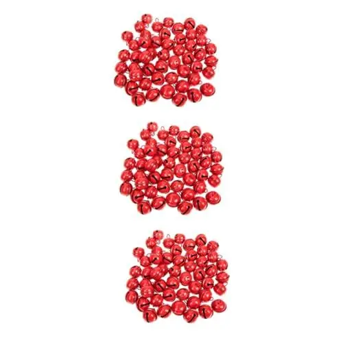 Produktbild: TOPBATHY 150 STK die Klingel Weihnachtsglockenverzierung Weihnachtsglöckchen weihnachtsbasteln Weihnachts basteln Weihnachtsdekorationen Glockenanhänger Flache Tonperlen Eisen rot