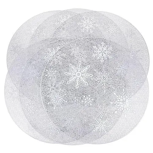 Produktbild: TOPBATHY 18 STK Weihnachtsschneeflocke-Tischset abwaschbare tischset Weihnachts platzsets abwischbare Tischsets weihnachtliche Tischdekoration weihnachtsdeko runde Tischsets Matte für Tasse
