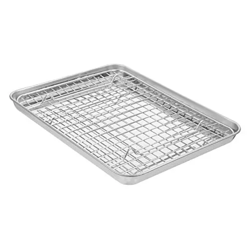 Produktbild: TOPBATHY 1 Satz Backformen Backblech Mit Rost Backform Mit Rost Grillrost Backgitter Für Backofen Grillplatte Toaster Ofenblech Netz Küchenwaren Rostfreier Stahl
