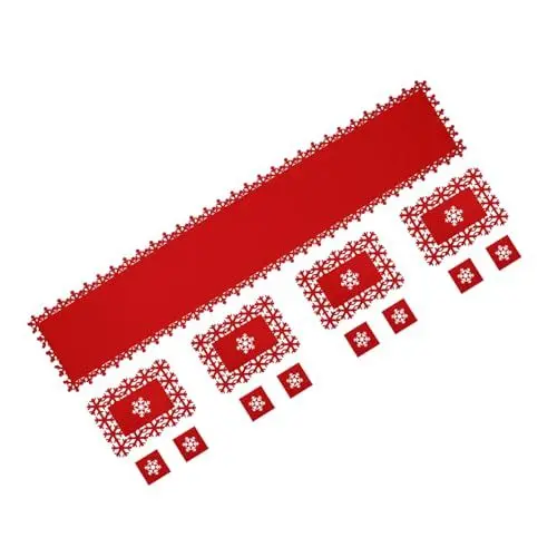 Produktbild: TOPBATHY 1 Satz Filz Tischsets Weihnachtlicher Besteckblock Weihnachtsschmuck Individueller Tischläufer Weihnachtlicher Kaminläufer Tassenkissen Krippendekor Urlaub Tischläufer Gefühlt Rot