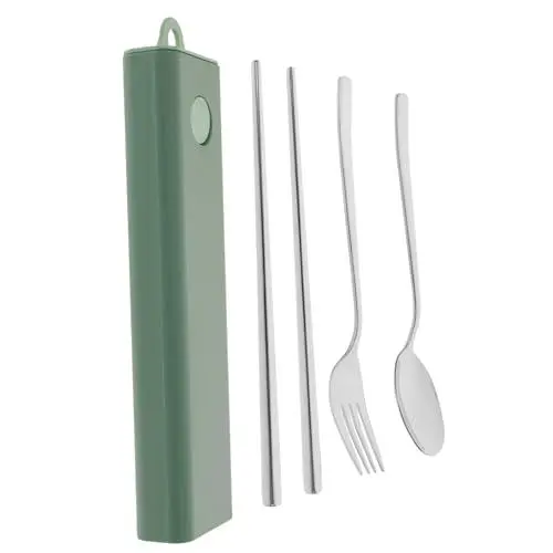Produktbild: TOPBATHY Löffel Essstäbchen Set Wiederverwendbare Utensilien Set Fall Für Reise Geschirr