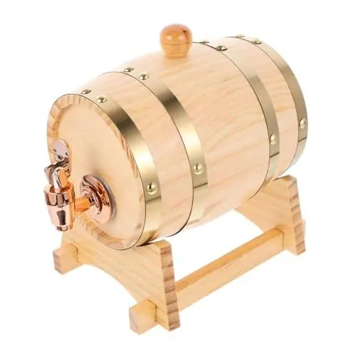 Produktbild: TOPBATHY 1 Set Fasstisch Rotweinhalter Eiche Bourbon Alterungsfass Spender Kiefernholz Kaltgetränkekessel Leere Fässer Mit Wasserhahn Dekanter Bourbon Eichenfass Holzfass