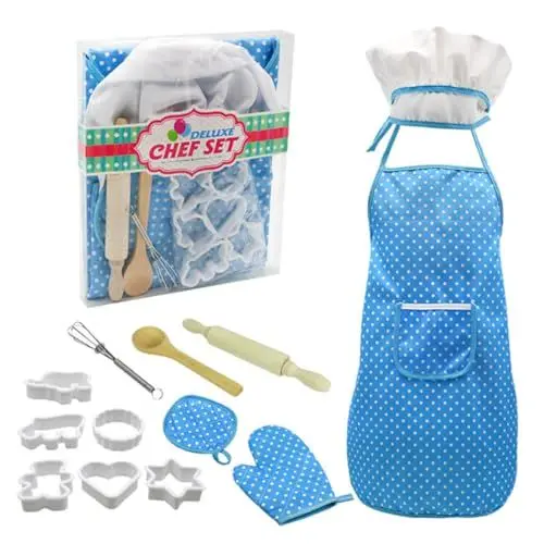 Produktbild: TOPBATHY 1 Spielset für die Kinderküche kitchen kinderküchen zubehör für die kinderküche Kinderkochset-Set kochen Spielzeugküchenzubehör Koch Cosplay Kostüm Kinderspielzeug Blue