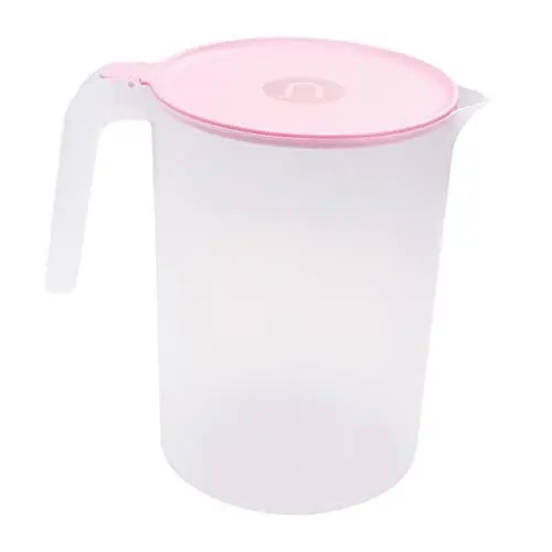 Produktbild: TOPBATHY 1stk Wasserkocher Für Getränke Trinkkrug Kühlschranktür Wasserkrug Eistee Glas Wasserkrug-karaffe Kanne Mit Deckel Großer Krug Bierkrüge Saftkaraffe Saftkrüge Rosa Wiederverwendbar