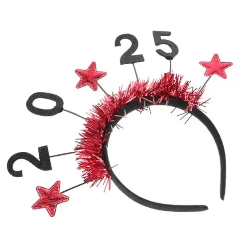 Produktbild: TOPBATHY Elegante 2025 Neue Jahr Kopfschmuck Rot Erwachsene Party Stirnband Weihnachten Floral Bequeme Kopfbedeckung