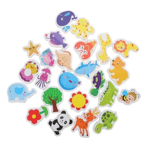 Produktbild: TOPBATHY 24St tierischer Kühlschrankmagnet Kinderspielzeug Spielzeug für Kleinkinder Tiere Magnete Spielzeug Cartoon-Kühlschrankmagnet magnetisches Whiteboard Aufkleber Tiermagnete Holz