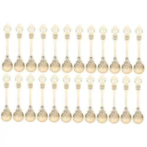 Produktbild: TOPBATHY 24 Stk Kronenlöffel Eismaschine Suppenlöffel Espressolöffel Löffel Aus Metall Metalllöffel Salzlöffel Eiscreme Formel Proteinpulver Löffel Hülse Zinklegierung Kaffeelöffel Jahrgang
