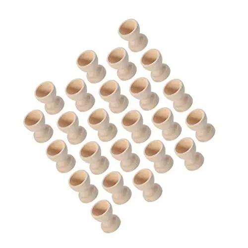 Produktbild: TOPBATHY 24st Eierschale Holz Eierbecher Holz Unbemalter Eierhalter Ostereier Halter Küche Osterei-Ausstellung Ostern Tischaufbewahrung Metalltabletts Holzei Groß Kind
