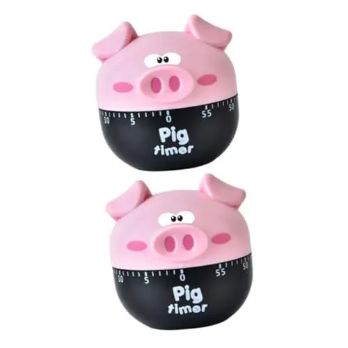 Produktbild: TOPBATHY 2St Küchenerinnerung Uhr küche küchenuhr energiesparend Backuhr Egg-Timer Spielzeug für Kinder Eieruhr Haushalts-Countdown-Timer adlerförmiger Timer Karikatur Uhrwerk Arbeit Rosa