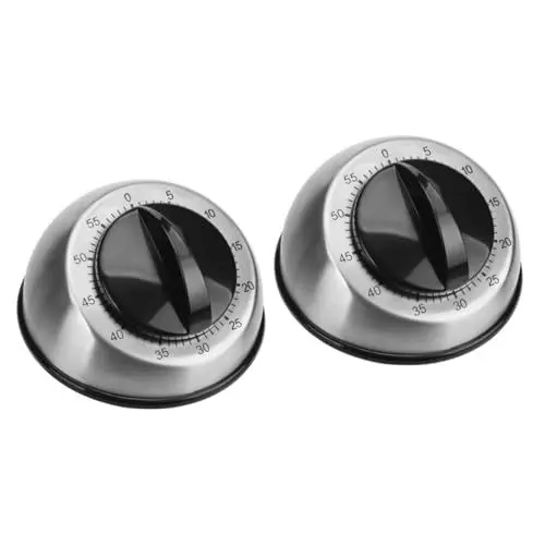 Produktbild: TOPBATHY 2St Küchenuhr mechanischer Küchentimer Kochtimer für die Küche Werkzeug Wiederverwendbarer Küchentimer Küchenzeitmanager gekochte Eier Erinnerung Rostfreier Stahl
