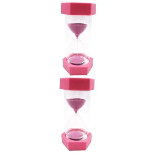 Produktbild: TOPBATHY 2St Sanduhr-Timer Zahnputz-Timer 3 Minuten Sanduhr Bunte Sanduhr Eieruhr aus Sand Timer küche bescherung Weihnachten Minute Timer Sechseck-Timer für Kinder Sanduhr für Kinder Rosa