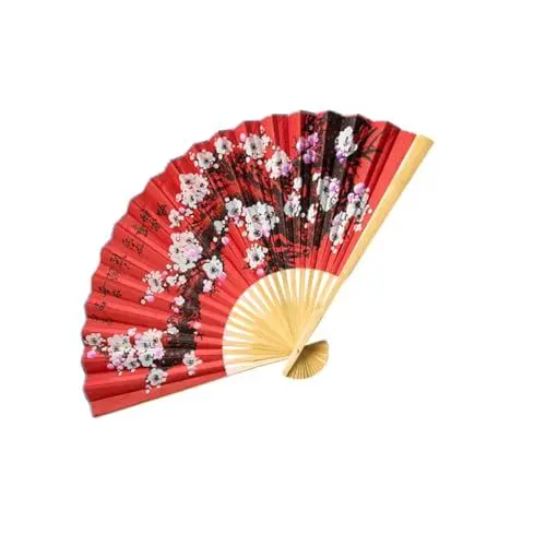 Produktbild: TOPBATHY 2St faltbares Fächerdekor Handfächer aus Seide Chinesischer Faltfächer floraler Faltbarer Handfächer Hochzeitsfans Silk' n die chinesen Faltbare hochzeitsfächer rot