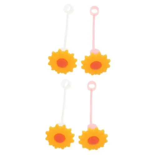 Produktbild: TOPBATHY 2 Sätze Sonnenblumen-strohhut Trinkhalmabdeckungen Wiederverwendbare Abdeckungen Für Strohhalme Wiederverwendbare Strohhalmabdeckungen Stroh Bedeckt Die Kappe Kieselgel 2 Stück * 2