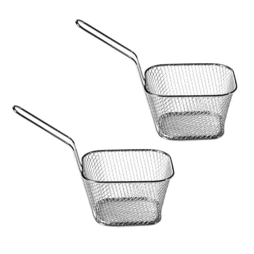Produktbild: TOPBATHY 2 Stk Mini-Frittierkorb Pommesfritteusenkorb Präsentationskorb für Lebensmittel Frying basket French fries basket Mehrzweck-Frittierkörbe effiziente Frittierkörbe Überzug Silver