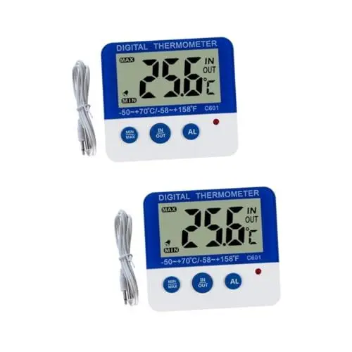 Produktbild: TOPBATHY 2 Stk digitales Thermometer Außenthermometer raumthermometer innen C601-Thermometer Hoch- und Tieftemperaturalarm Mini Temperatur- und Feuchtigkeitsmesser