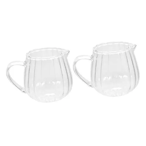 Produktbild: TOPBATHY Mini Milchkännchen 2 Stück Milchbecher Transparente Kaffeetasse Milchflaschen Mit Deckel Schüssel Kolben Soßenkrug Milchkännchen Für Abgepackte Milch Kleine Wasserflasche Glas Kaffeetassen
