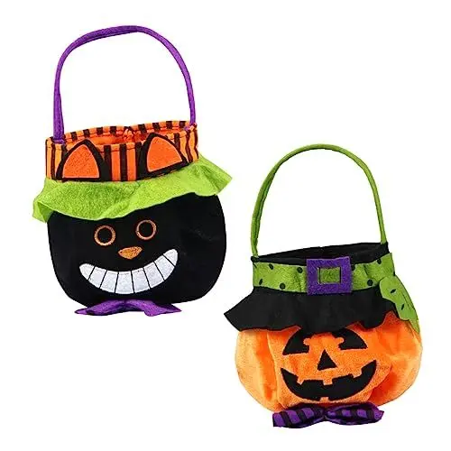 Produktbild: TOPBATHY 2st Halloween-süßigkeits- -einkaufstasche Süßes Oder Saures Für Kinder Halloween-goodie-bags Handtaschenbehälter Halloween-kürbistasche Kürbis-bonbontüten Black Vlies
