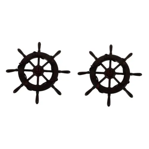 Produktbild: TOPBATHY 2st Ruderdekoration Aus Holz Schiffsrad-wandkunst Lenkung Für Nautische Boote Küstenlenkrad Skulptur Zum Aufhängen An Der Wand Mediterrane Verzierung Strandschmuck Hölzern