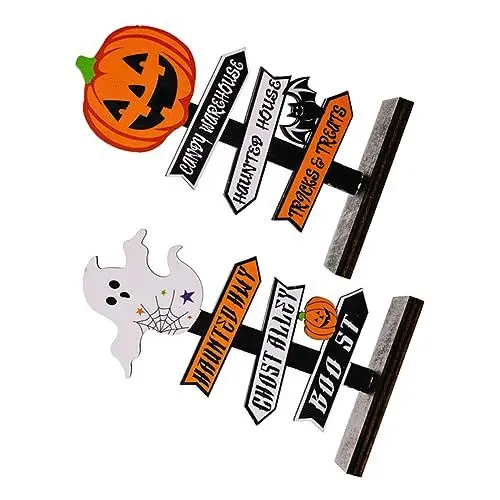 Produktbild: TOPBATHY 2stücke Teiliges Holz-dekoration Halloween Geist Kürbis Tischdeko Für Partys Holz-mittelstücke Für Zuhause Wiederverwendbar Für Festlichkeiten Und Feiern