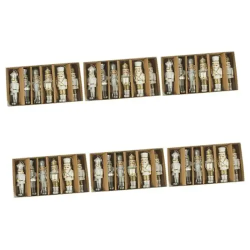 Produktbild: TOPBATHY 36 STK Weihnachts-nussknacker Weihnachtsschmuck Holz Festival Hängender Anhänger Nussknacker-Ornament Holz Nussknacker-Soldaten Holz Dekor Altmodisch Clip Kind Harz