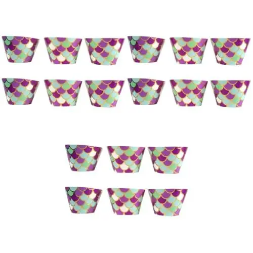 Produktbild: TOPBATHY 36 Stk Meerjungfrau Cupcake Wrapper Hochzeitsdekoration Partyzubehör für Kinder Kuchen dekorieren hochzeitslaken wedding süßwaren Meerjungfrau-Kuchendekor Kuchenverpackung Violett