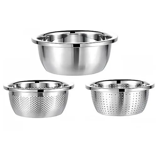 Produktbild: TOPBATHY 3-teiliges Set Spülbecken-abtropfgestell Obstabtropfgestell Edelstahl Obstspülbeckensieb