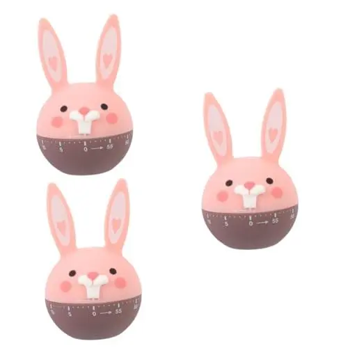 Produktbild: TOPBATHY 3St Küchenuhr manuelle zeitschaltuhr herrenuhren Küchenwecker Clocks süßer Timer Kocherinnerung Jahr süßer Kochtimer Küchentimer süß Tier Hase Uhrwerk Countdown-Timer Kind Abs Rosa