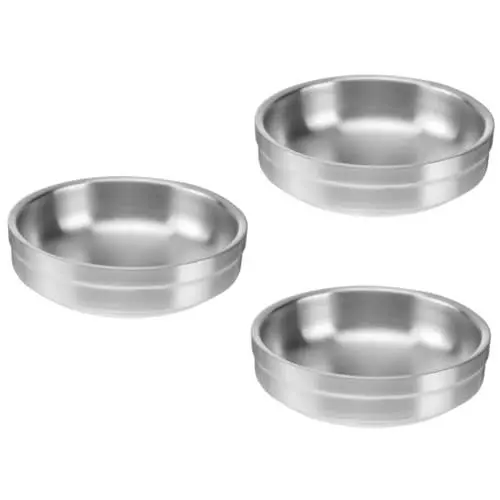 Produktbild: TOPBATHY 3 Stücke Edelstahl Gewürz Platte Gericht Für Sauce Vorspeise Servieren Vielseitig Verwenden 9cm Durchmesser