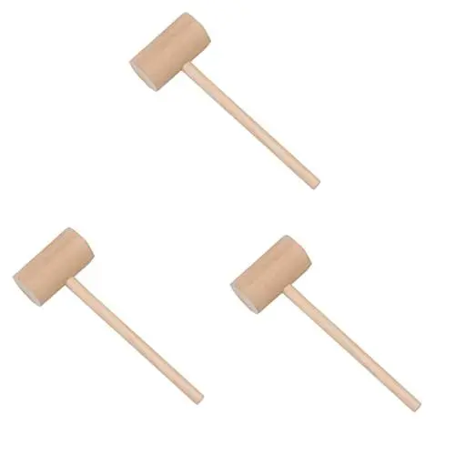 Produktbild: TOPBATHY 3 Sätze Fleischstampfer Krabbenhammer Mini-krebshammer Meeresfrüchte-Hammer Fleischklopfer Fleischzartmacher Fleischhammer Holzgriff Hölzern 4 Stück * 3