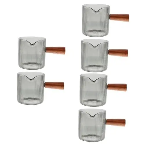 Produktbild: TOPBATHY 3 Sätze Milchbecher Sirup-dressing-server Sirupserver Milchkännchen Kaffeezubehör Trinkbecher Wasserkanister Kaffeetassen Aufschäumbecher Glaskrüge Mit Griff Krug Holz 2 Stück * 3