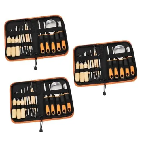 Produktbild: TOPBATHY 3 Sets 15 Stück Kürbisschnitzerei Schnitzschneider Kürbisschnitzmesser Kürbisschnitzset Halloween Schnitzset Schnitzwerkzeug Halloween Schnitzset Kürbisskulptur