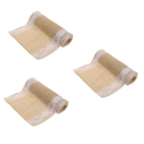 Produktbild: TOPBATHY 3 Stück Dekorative Jute Flagge Zum Dekorieren Von Tischläufern Scheunen Spitzen Tischfahne Bauernhaus Ornament Sackleinen Tischfahne