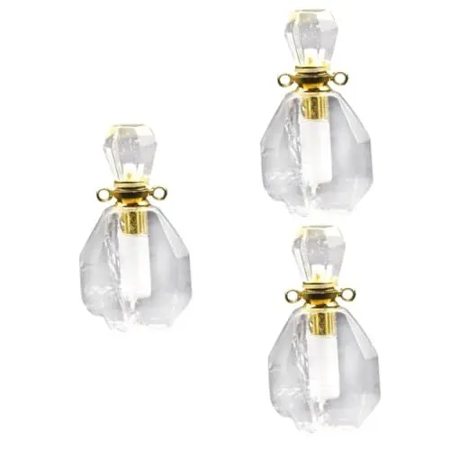Produktbild: TOPBATHY 3st Flaschenschmuck-anhänger Amethyst-anhänger Parfümbehälter Mini Anhängerverschluss Für Halskette Kristall-anhänger-Dekorationen Hängend Zubehör Weiß Fluorit Parfümflasche
