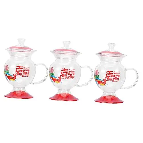 Produktbild: TOPBATHY 3st Spucknapf Reisekaffeetasse Neuheit Wasserbecher Klarer Kaffeebecher Mit Deckel Trinkbecher Für Wasser Teetasse Mit Deckel Trinken Bierkrug Tequila Vati Rot Multifunktion Glas