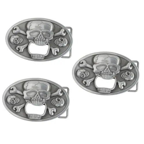 Produktbild: TOPBATHY 3st -hosenknopf Skull Flaschenöffner Für Männer Halloween Flaschenöffner Halloween-gürtelschnalle -gürtelschnalle Halloween-schädel- Zinklegierung
