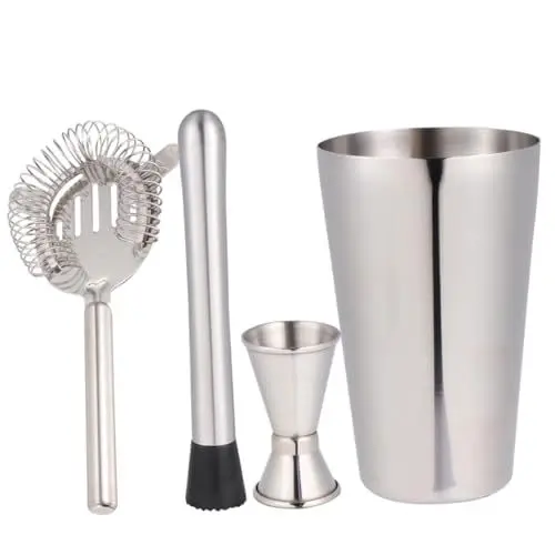 Produktbild: TOPBATHY 4-Teiliges Set Edelstahl-Shaker rührstab rührstäbchen Cosmopolitan recipe rührstäbe silberner Shaker Weinshaker -Shaker Mixer Rostfreier Stahl Werkzeugkasten Suite Getränke