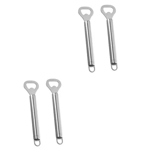Produktbild: TOPBATHY 4 Stück Flaschenöffner Edelstahl Korkenzieher stainless steel tragbares Öffnungszubehör Robuster Dosenöffner Elektrischer Weinflaschenöffner Entkappungsmittel für den Haushalt